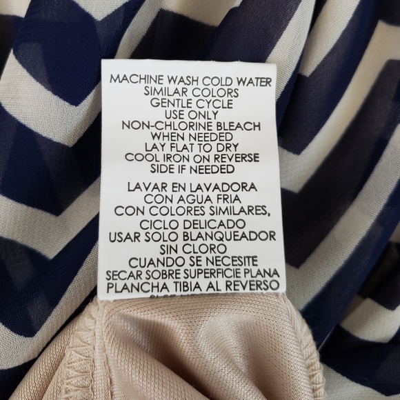 Navy Blue Chevron Striped Blouson Dress - Picture 9 of 10